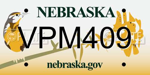 VPM409 Nebraska License Plate