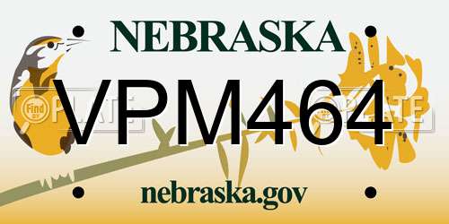 VPM464 Nebraska License Plate