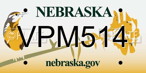 VPM514 Nebraska License Plate