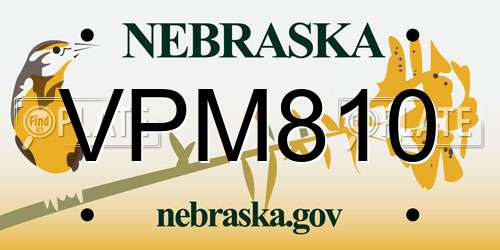 VPM810 Nebraska License Plate