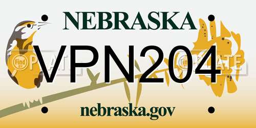 VPN204 Nebraska License Plate