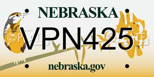 VPN425 Nebraska License Plate