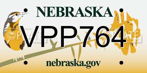VPP764 Nebraska License Plate