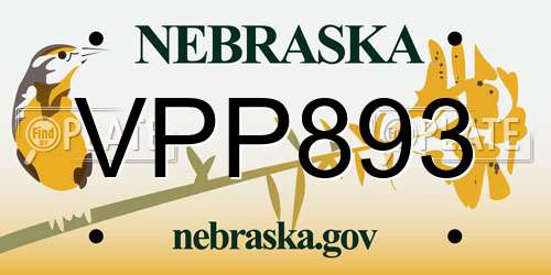 VPP893 Nebraska License Plate
