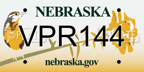 VPR144 Nebraska License Plate