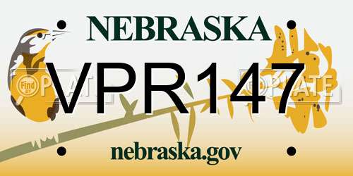 VPR147 Nebraska License Plate