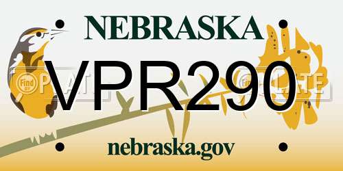 VPR290 Nebraska License Plate