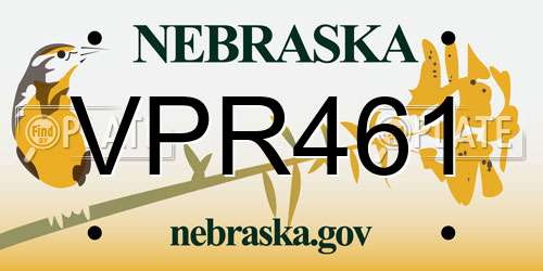 VPR461 Nebraska License Plate