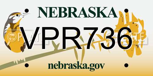 VPR736 Nebraska License Plate