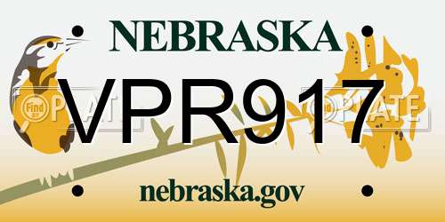 VPR917 Nebraska License Plate