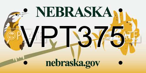VPT375 Nebraska License Plate