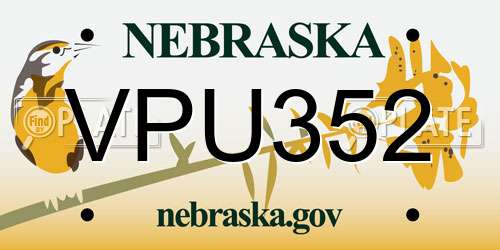 VPU352 Nebraska License Plate
