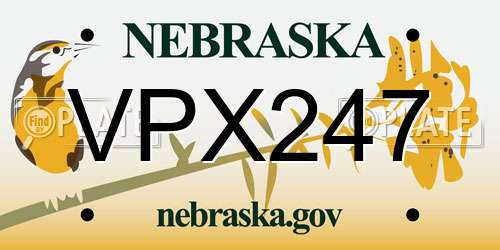 VPX247 Nebraska License Plate