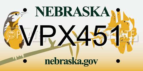 VPX451 Nebraska License Plate