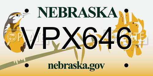 VPX646 Nebraska License Plate