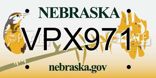 VPX971 Nebraska License Plate