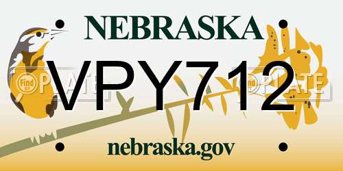 VPY712 Nebraska License Plate
