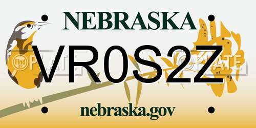 VR0S2Z Nebraska License Plate