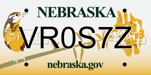 VR0S7Z Nebraska License Plate