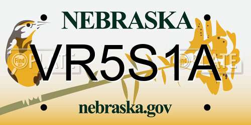 VR5S1A Nebraska License Plate