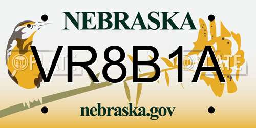 VR8B1A Nebraska License Plate