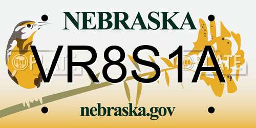VR8S1A Nebraska License Plate