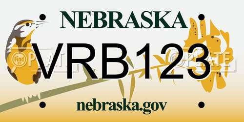 VRB123 Nebraska License Plate