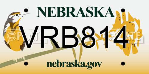 VRB814 Nebraska License Plate