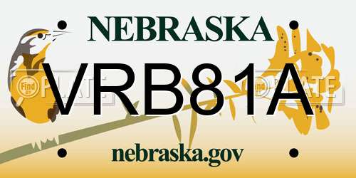 VRB81A Nebraska License Plate