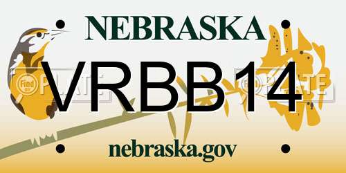 VRBB14 Nebraska License Plate