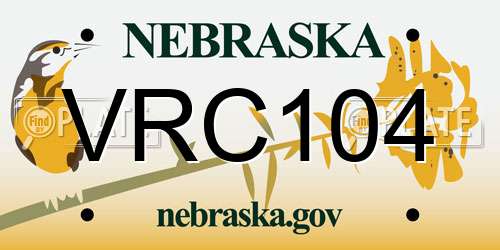 VRC104 Nebraska License Plate