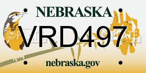 VRD497 Nebraska License Plate