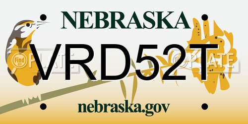 VRD52T Nebraska License Plate