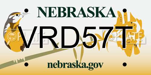VRD57T Nebraska License Plate