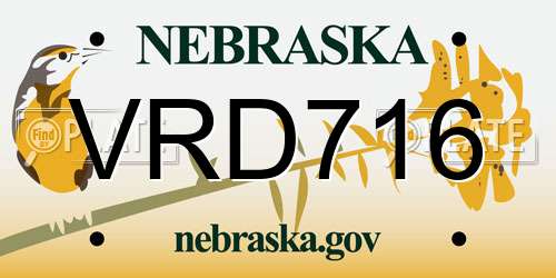 VRD716 Nebraska License Plate