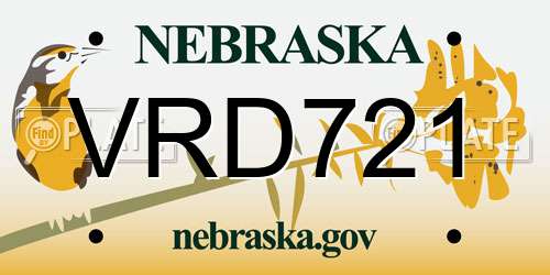 VRD721 Nebraska License Plate