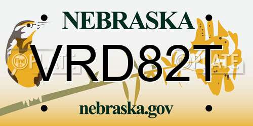 VRD82T Nebraska License Plate