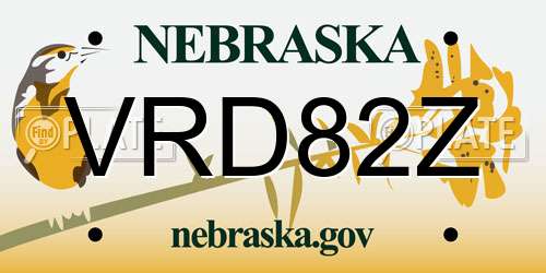 VRD82Z Nebraska License Plate