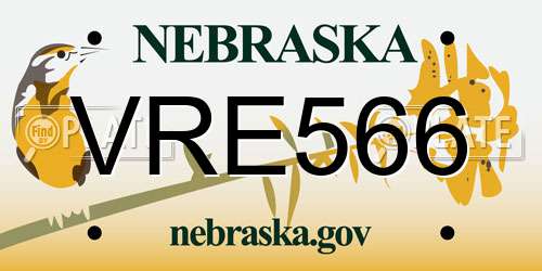 VRE566 Nebraska License Plate