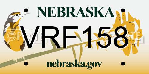 VRF158 Nebraska License Plate