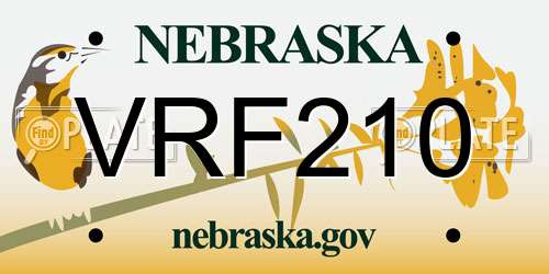 VRF210 Nebraska License Plate