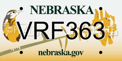 VRF363 Nebraska License Plate