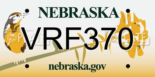 VRF370 Nebraska License Plate