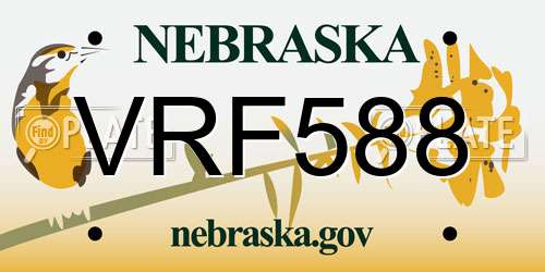 VRF588 Nebraska License Plate