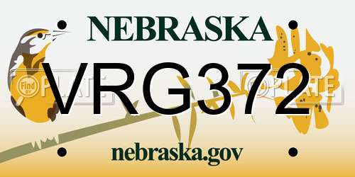 VRG372 Nebraska License Plate
