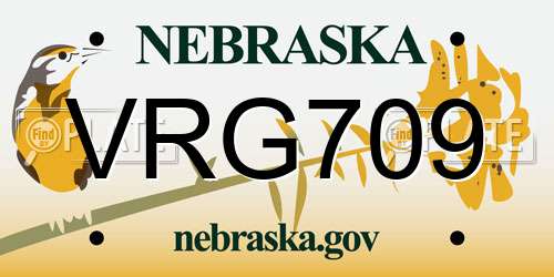VRG709 Nebraska License Plate