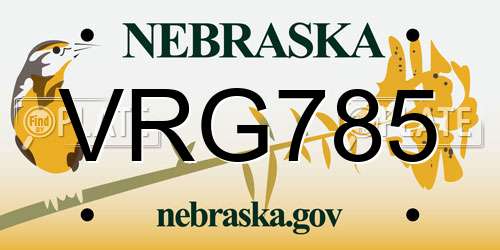 VRG785 Nebraska License Plate