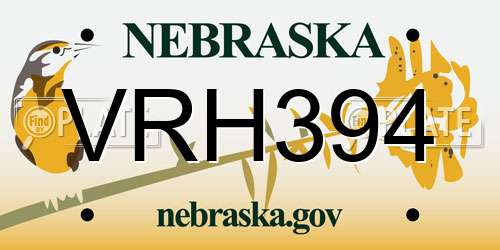 VRH394 Nebraska License Plate
