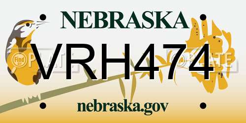 VRH474 Nebraska License Plate