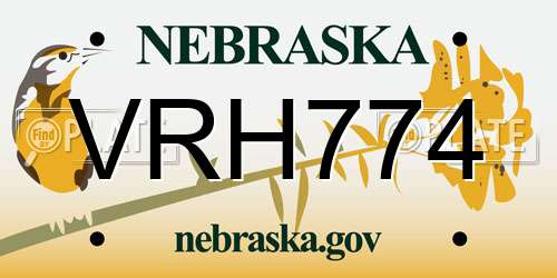 VRH774 Nebraska License Plate